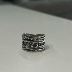 Vintage Style Silver Statement Ring - Boho Filigree Design